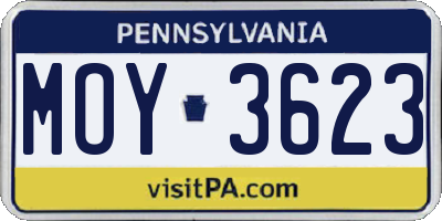 PA license plate MOY3623