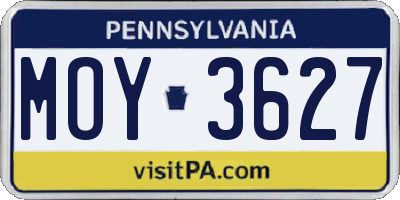 PA license plate MOY3627