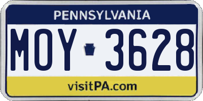 PA license plate MOY3628