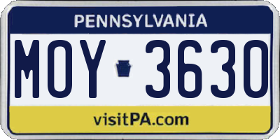 PA license plate MOY3630