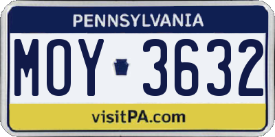 PA license plate MOY3632