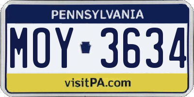 PA license plate MOY3634