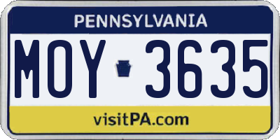 PA license plate MOY3635