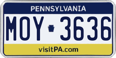 PA license plate MOY3636