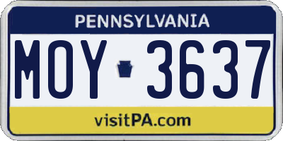 PA license plate MOY3637