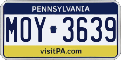 PA license plate MOY3639