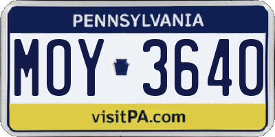 PA license plate MOY3640