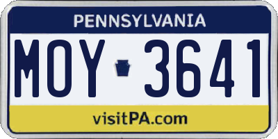 PA license plate MOY3641