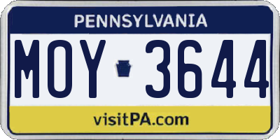 PA license plate MOY3644