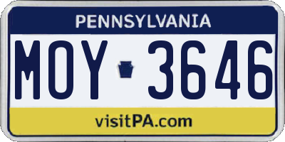 PA license plate MOY3646