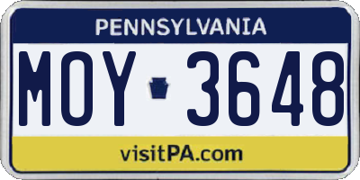 PA license plate MOY3648