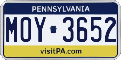 PA license plate MOY3652