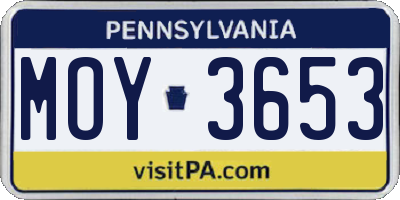 PA license plate MOY3653