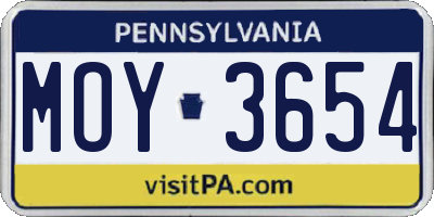 PA license plate MOY3654