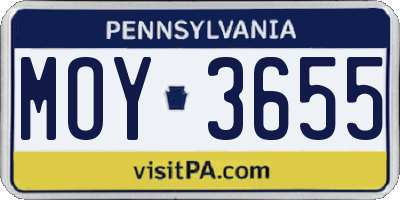 PA license plate MOY3655