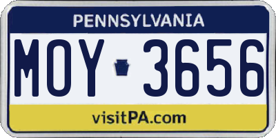 PA license plate MOY3656