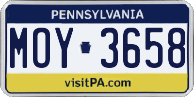 PA license plate MOY3658