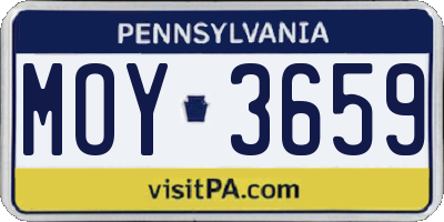 PA license plate MOY3659