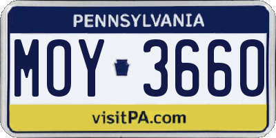 PA license plate MOY3660