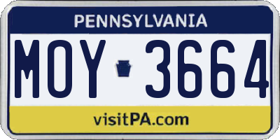 PA license plate MOY3664