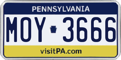 PA license plate MOY3666