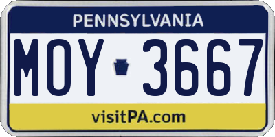 PA license plate MOY3667
