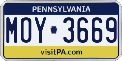 PA license plate MOY3669