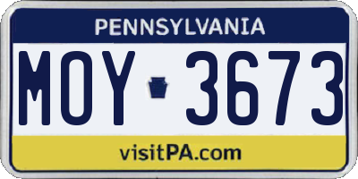 PA license plate MOY3673