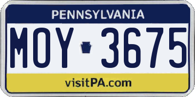PA license plate MOY3675