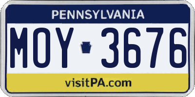 PA license plate MOY3676