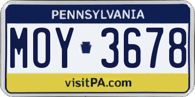 PA license plate MOY3678