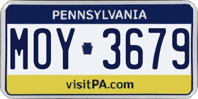 PA license plate MOY3679