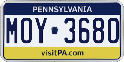 PA license plate MOY3680