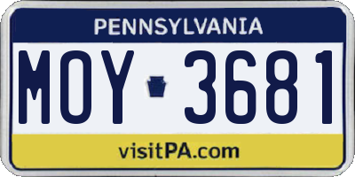 PA license plate MOY3681