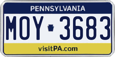 PA license plate MOY3683