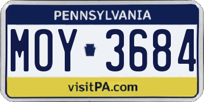 PA license plate MOY3684