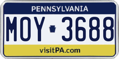 PA license plate MOY3688