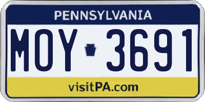 PA license plate MOY3691
