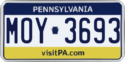 PA license plate MOY3693