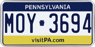 PA license plate MOY3694