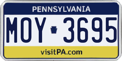 PA license plate MOY3695