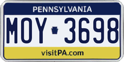 PA license plate MOY3698