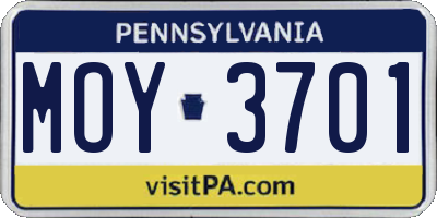 PA license plate MOY3701