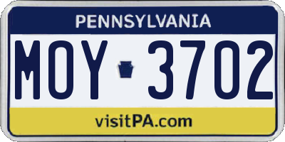 PA license plate MOY3702