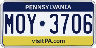 PA license plate MOY3706