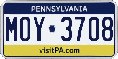 PA license plate MOY3708
