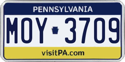 PA license plate MOY3709