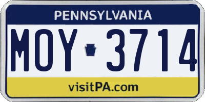 PA license plate MOY3714