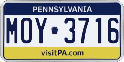 PA license plate MOY3716