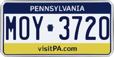 PA license plate MOY3720